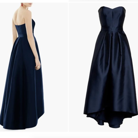 ALFRED SUNG D699SW STRAPLESS HIGH LOW HEM MIDNIGHT E31 DRESS sz 24W - Picture 1 of 4